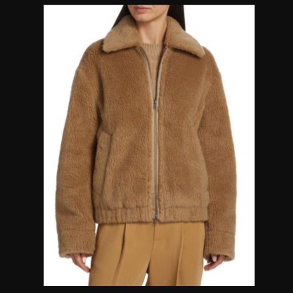 Vince Faux Shearling Wool-Blend Bomber Jacket Women's Large
